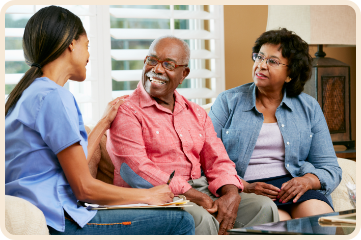 african american man and his wife at the doctor